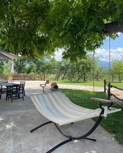 a hammock sitting under a tree in a park at B&B Fonte Vena in Norcia +36 photos
