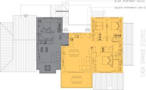 un plan d'étage d'une maison dans l'établissement Casa Grande - Violette, Silver and Golden apartments with park and sea view, à Labin