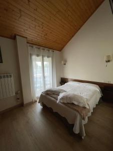 a bedroom with a large bed and a large window at Hotel Avet in La Coma i la Pedra