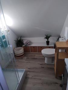 a bathroom with a toilet and a sink at O'bon'Eure in Bray