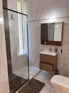 a bathroom with a shower and a sink and a toilet at MARY in Buenos Aires