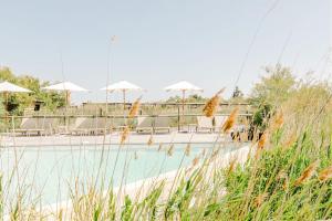 בריכת השחייה שנמצאת ב-Hôtel Restaurant Les Arnelles או באזור