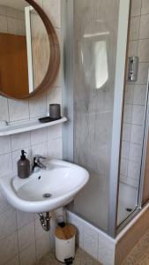 Koupelna v ubytování Pension Am Stadtholz