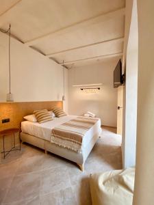 a bedroom with a large bed and a tv at VICTORIA - Adults Only by Ático73 in Medina Sidonia