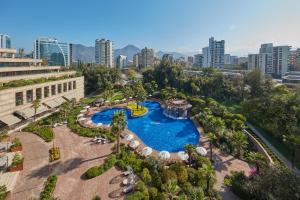 an overhead view of a pool at a resort at Mandarin Oriental, Santiago in Santiago