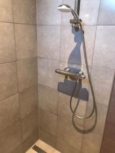 a shower with a hose in a bathroom at Etoile aan Zee in Vrouwenpolder +66 photos