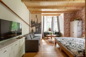 Televízia a/alebo spoločenská miestnosť v ubytovaní Apartamenty Pod Skocznią