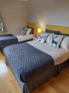 クーシェンダンにあるGlenn Eireann Houseのベッド2台とソファが備わるホテルルームです。