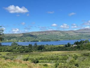a view of a lake from a hill at Hilltop Hideaway in Donegal