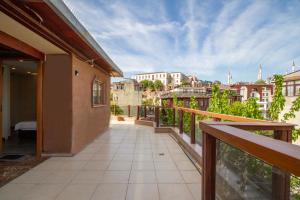 a balcony with a view of a city at Turna Hotel in Istanbul