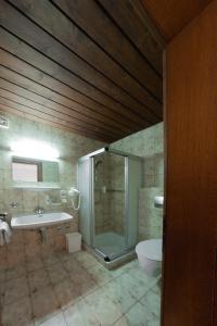 a bathroom with a shower and a sink and a tub at Salzburger Dolomitenhof in Annaberg im Lammertal