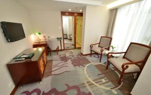 Televiisor ja/või meelelahutuskeskus majutusasutuses Hotel Guia
