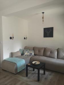a living room with a couch and a table at KATUN Apartmani & SPA in Divčibare