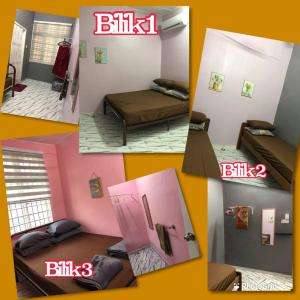 a collage of pictures of a room with a bed and a door at SERI LAZUARDI 6 (MUSLIM FRIENDLY) in Tanah Merah