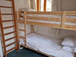 a bunk bed room with two bunk beds and a ladder at MaisonMenthon in Menthon-Saint-Bernard
