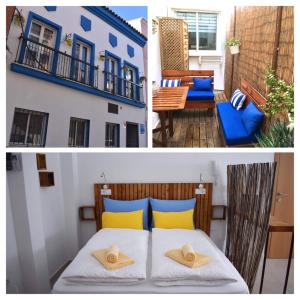 - deux photos d'une chambre avec un lit et un balcon dans l'établissement Casa Al Sur Apartments, à Malaga