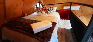 a small room with a bed in a cabin at Domo Carpe diem Patagonia in Coihaique