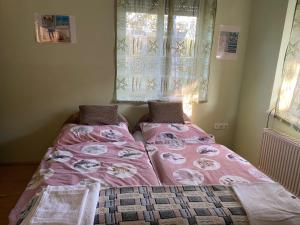 two beds sitting next to each other in a bedroom at Relax Home/Lazit-Lak in Ebergőc