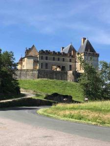 a castle on a hill with a road in front of it at Dordogne, Le Cambou, 5 ch avec piscine et terrain 3 ha in Vergt-de-Biron