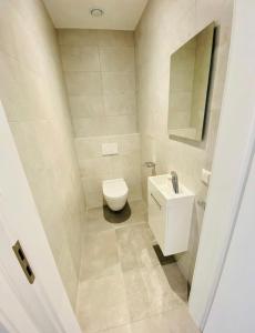 ein kleines Bad mit WC und Waschbecken in der Unterkunft Brand New 2 bedrooms with Parking and Terrace - 142-96 in Luxemburg (Stadt)