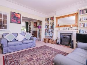 a living room with two couches and a fireplace at 6 Gloster Terrace in Folkestone