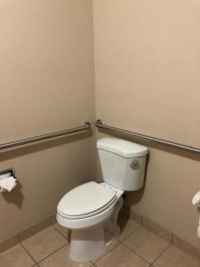 a bathroom with a white toilet in a stall at Baymont by Wyndham Decatur in Decatur
