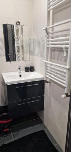 een badkamer met een wastafel en een spiegel bij Aeroport d Orly paris Rungis Thiais in Thiais