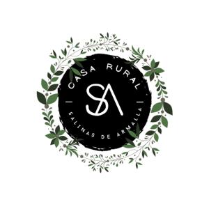 logo noir et blanc avec couronne de laurier dans l'établissement Casa Rural Salinas de Armalla, à Arias