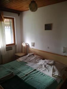 a bedroom with a bed in a room with a window at Rooms / Sobe Šolar - Brezje in Brezje