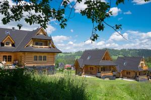 grupa domów dziennych w polu w obiekcie Bajkowa Osada Murzasichle domek z jacuzzi w Murzasichlu