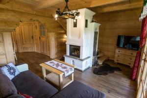 Telewizja i/lub zestaw kina domowego w obiekcie Bajkowa Osada Murzasichle domek z jacuzzi