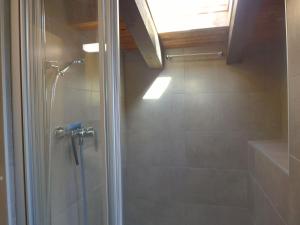 a bathroom with a shower with a glass door at Apartment Tilleul by Interhome in Grimisuat