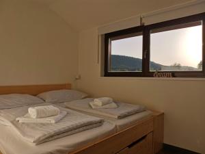 Postel nebo postele na pokoji v ubytování Apartmány Černý vlk, Borová Lada