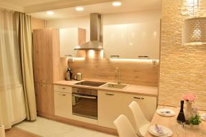 uma cozinha com um lavatório e um fogão em Zagreb4you Apartments em Zagreb