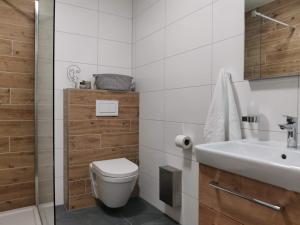 Koupelna v ubytování Apartmány Černý vlk, Borová Lada + 37 fotografií