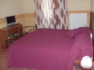 a bedroom with a purple bed with a purple blanket at Country House Agriturismo Ciuccunit in Bucchianico