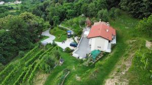 uma vista aérea de uma casa numa colina em Locazione turistica - B&B- Cocodè em Miane