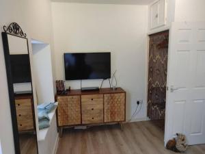 Μια τηλεόραση ή/και κέντρο ψυχαγωγίας στο Cosy Flat in a Pretty Town.