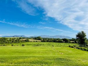 a field of green grass with mountains in the background at Country View House in Milltown