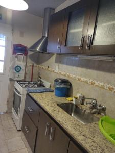 聖羅莎的住宿－Residencia Don Roque，厨房配有水槽和炉灶