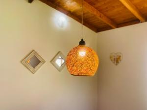 una luz colgante colgando del techo de una habitación en SALMA HOTEl, en San Gil
