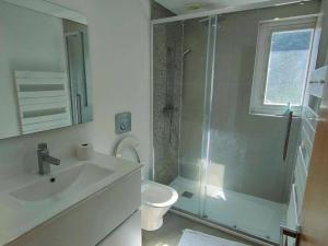 bagno con doccia, lavandino e servizi igienici di Appartement Cauterets, 2 pièces, 2 personnes - FR-1-234-24 a Cauterets