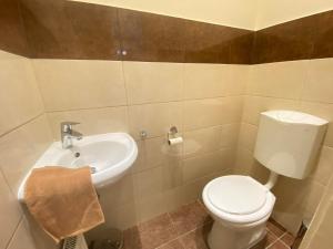 a bathroom with a toilet and a sink at ORANGEHOMES One Bedroom Cozy Apartment in Budapest