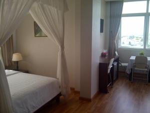 Postel nebo postele na pokoji v ubytování Anh Dao Mekong Hotel