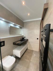 a bathroom with a toilet and a sink at Mini-Villa Jade in Bonifacio