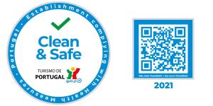 a badge for a clean and safe logo at Apartamentos Borda D´Agua in Albufeira