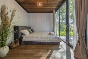 Gallery image of Modern and specious riverside cabin with hot tub in Čiobiškis