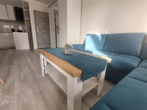 Kuchyňa alebo kuchynka v ubytovaní POBIEROWO BALTIC Apartament Turkusowy