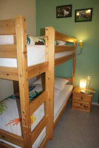 kilka łóżek piętrowych w pokoju w obiekcie Ferienhof Barthel w mieście Gunzenhausen
