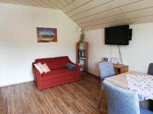 Televízia a/alebo spoločenská miestnosť v ubytovaní Ferienwohnung Marina